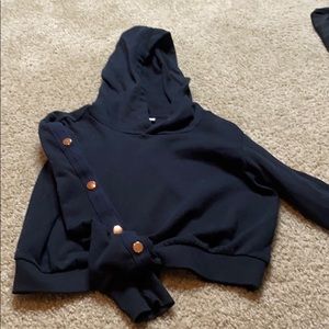 Black crop top hoodie